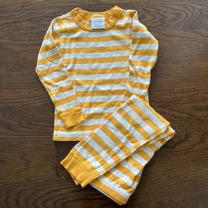 Hanna Andersson long john pajamas - yellow and oatmeal stripe